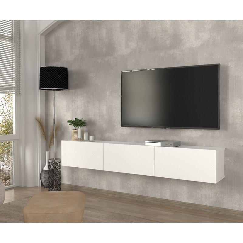 Gloriann 70.87 W Floating TV Stand Storage Credenza Latitude Run Color White